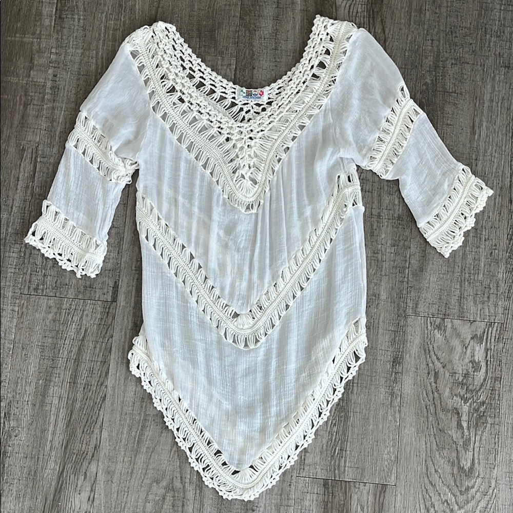 Cream Crochet Beach Cover Up